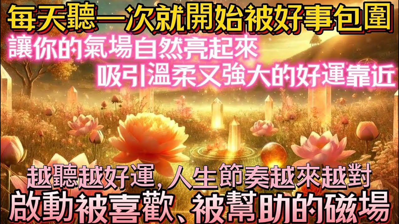 每天聽一次就開始被好事包圍｜讓你的氣場自然亮起來｜吸引溫柔又強大的好運靠近｜越聽越好運，人生節奏越來越對｜啟動被喜歡、被幫助的磁場｜吸引力法則調頻能量音樂