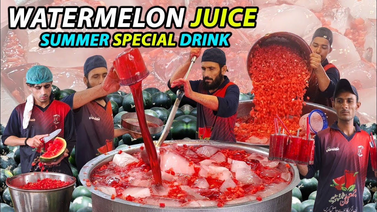 Refreshing Tarbooz ka Sharbat - Watermelon Juice Summer Special Drink - Street food Karachi.