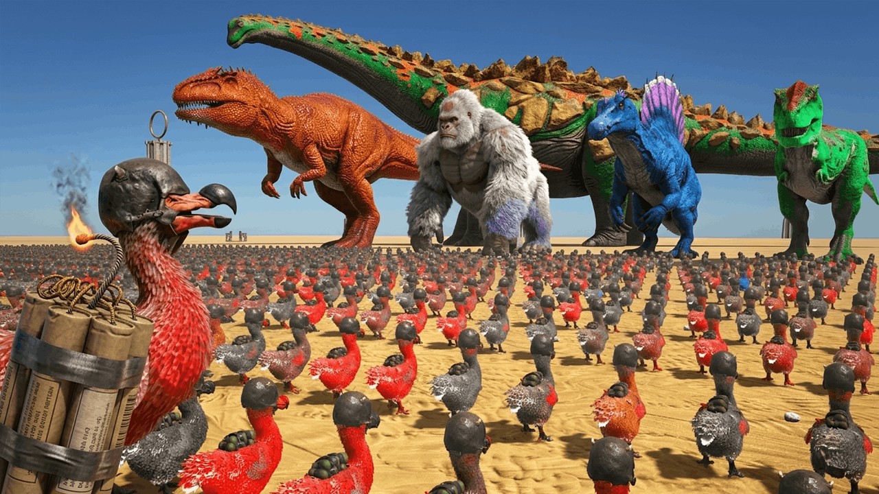 1000 Kamikaze-Dodos VS ARK Dinosaur Deathrun🦖 | Cantex