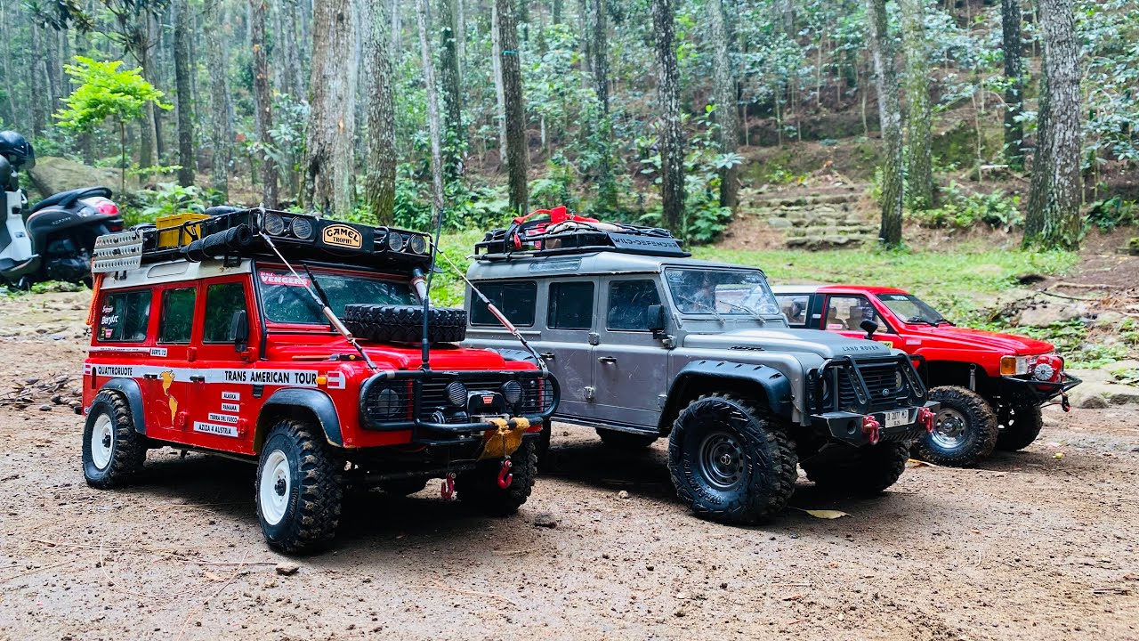 Rc 1/10 adventure on rock river LAND ROVER , TOYOTA