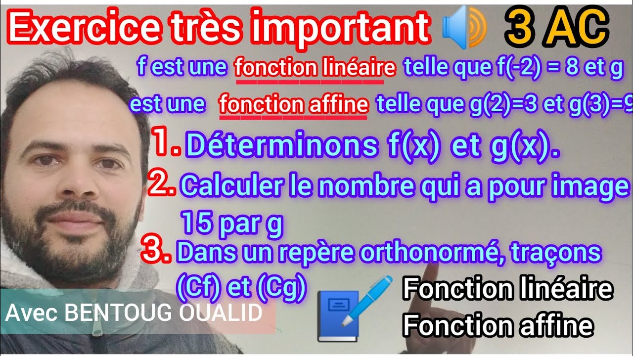 Exercice corrigé : Fonction linéaire - Fonction affine | 3AC