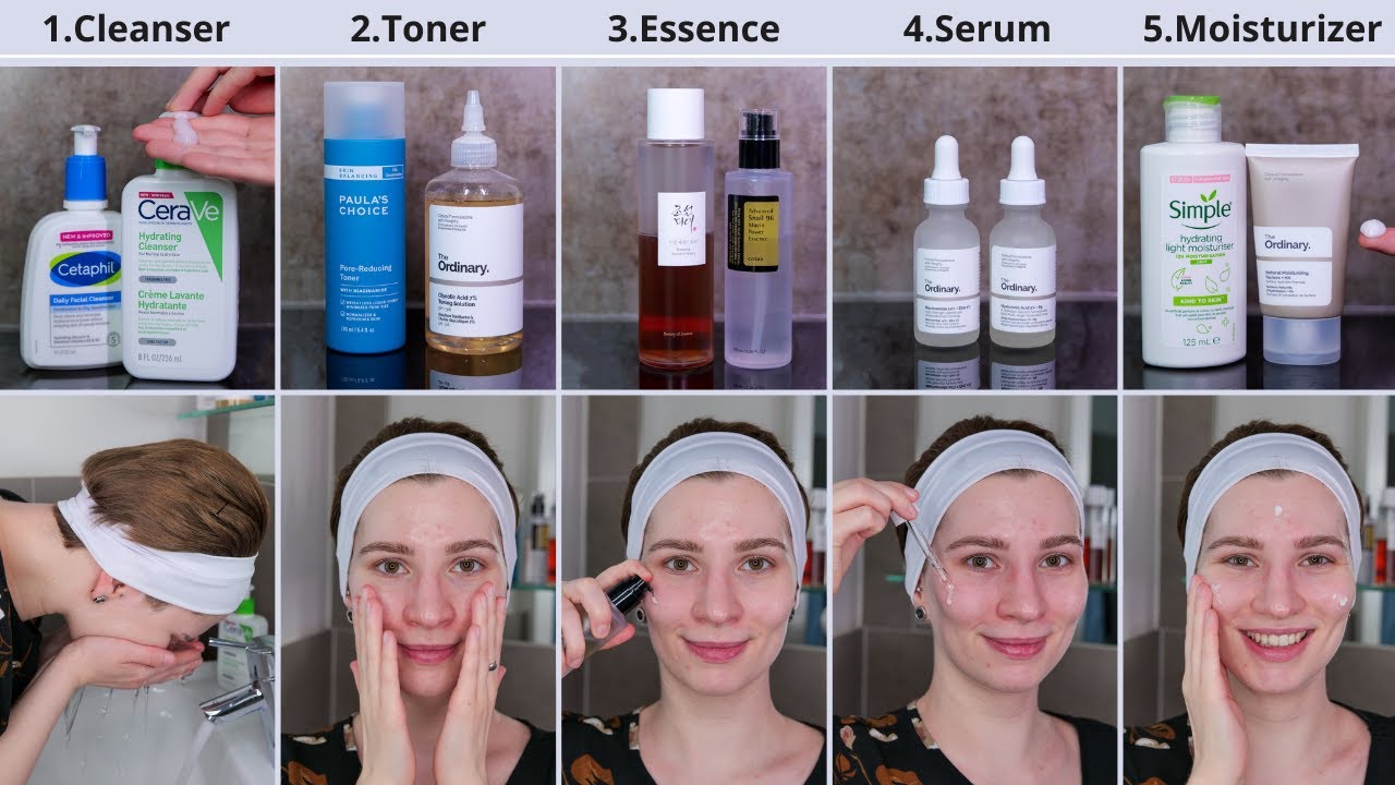How to use Cleanser, Toner, Essence, Serum and Moisturizer