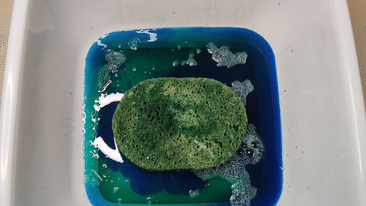 ASMR Sponge Squeeze -  Everything from my ink-blue bubble bath