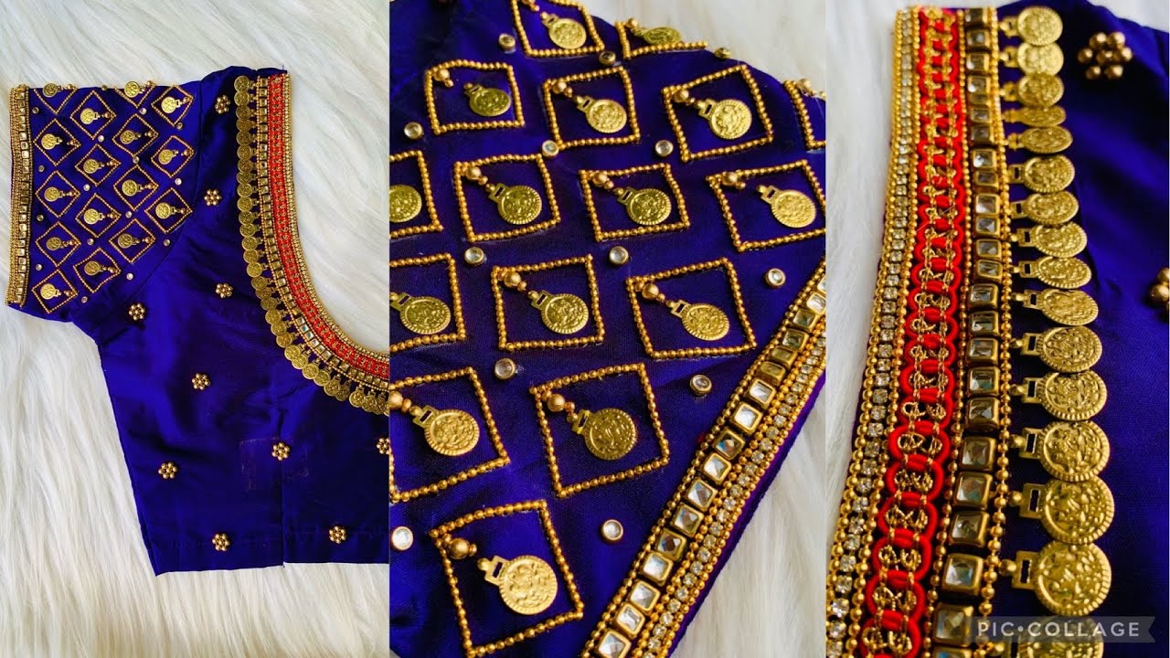 Very Grand & Heavy bead work bridal blouse design on stitched blouse with normal stitching needle
