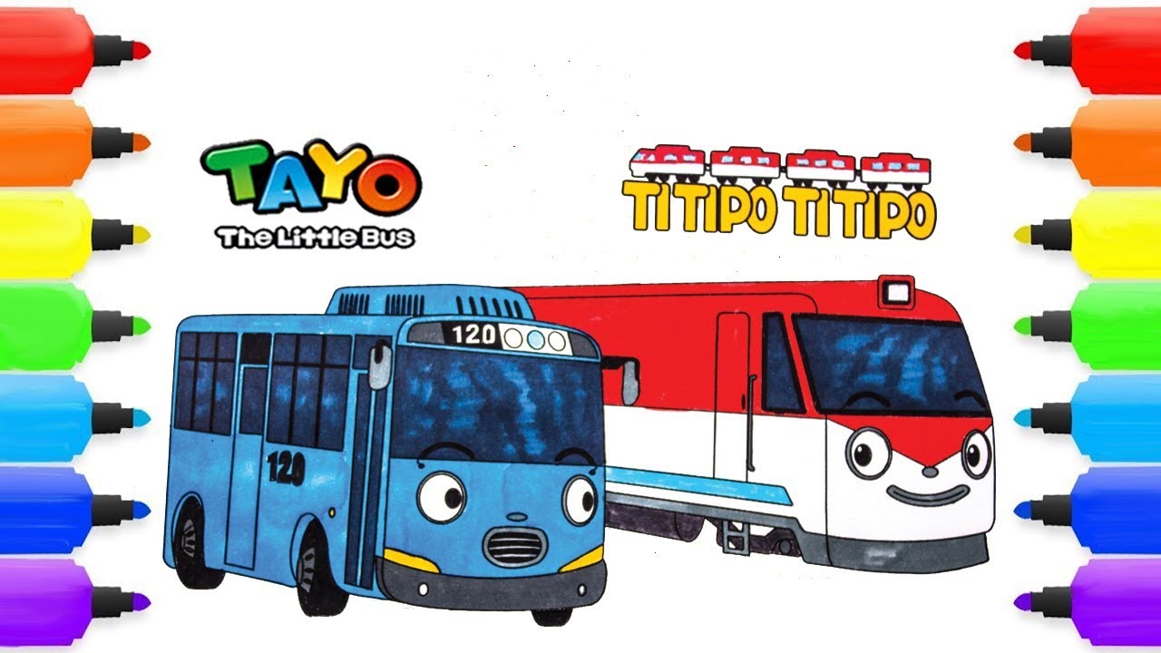 Tayo The Little Bus Coloring Pages | Tayo and TITIPO TITIPO Train l Drawing & Coloring