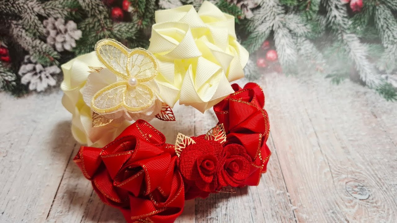 🎀Праздничные Новогодние Ободки🎀#ободоксвоимируками#красивыебантики#новогодниебантики#новыебантики