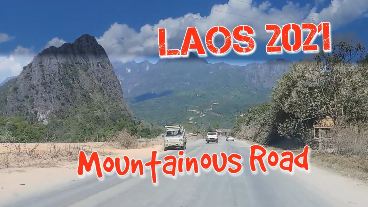 Driving on mountainous road in Laos 2021