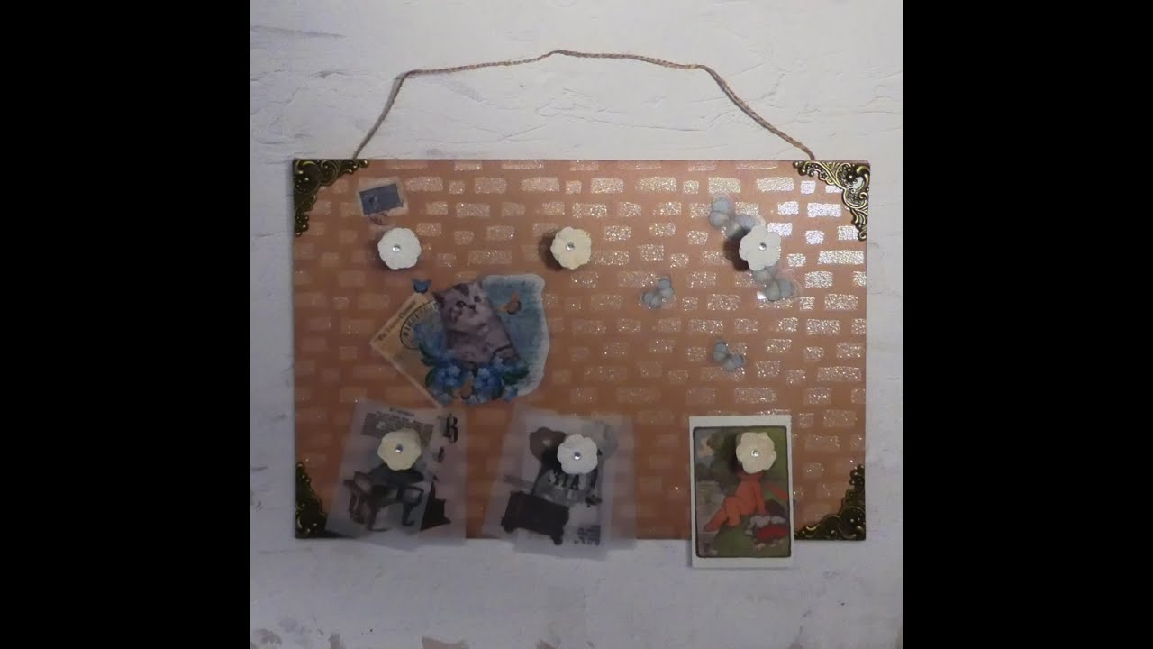 Memoboard aus altem Buchcover gestaltet mit Action 30x30 Block