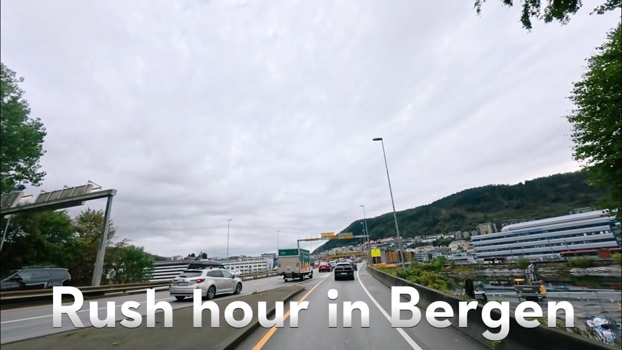 🚗 Rush Hour Drive in Bergen | Danmarksplass to Nesttun | 4K Realistic Sound