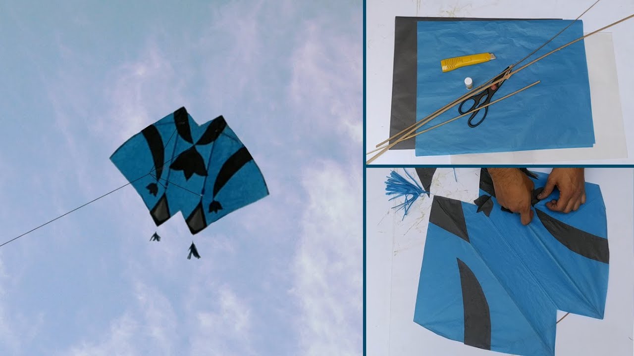 How to make Double kite | Kite for Kids | Double kite making | Double kite flying - Diy at home