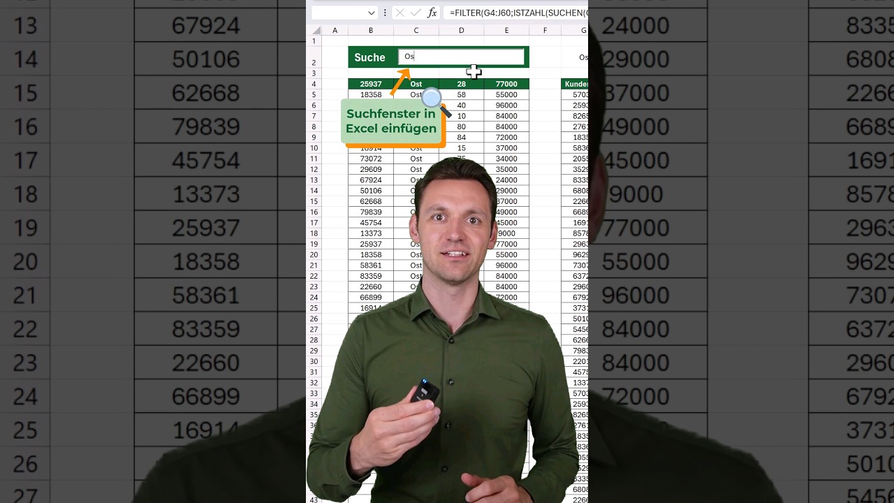 Suchfenster in Excel einf&uuml;gen 🚀 #Excel #tipps #Tricks #microsoftambassador