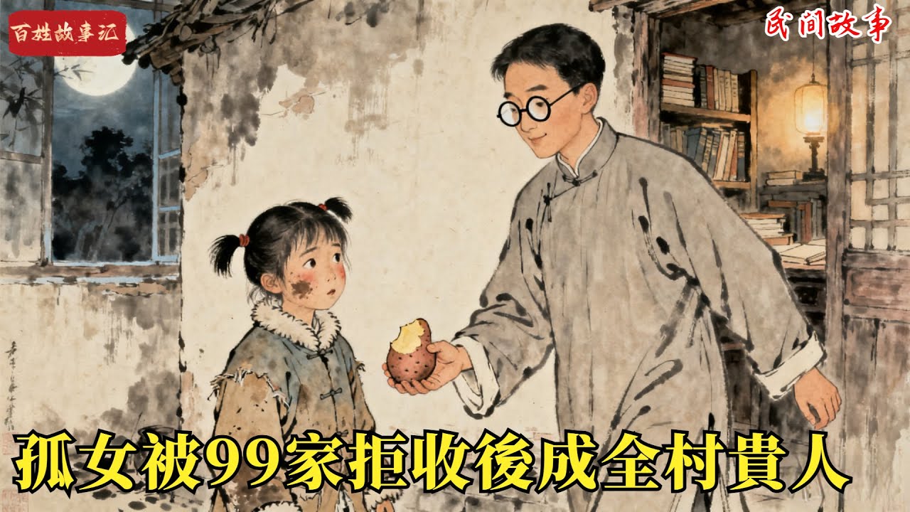 逃荒路上她被養父母遺棄，問了99家沒人要，第100家窮書生給了她半塊地瓜，15年後，書生的回報驚動了全村#故事頻道 #民間故事#有聲書 #睡前故事#中國文化#故事分享