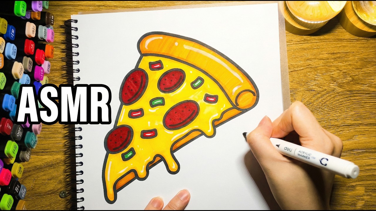 Pizza Slice 🍕 ASMR Coloring Coco Wyo Food Drink SWEETS (Colorindo | White Noise)