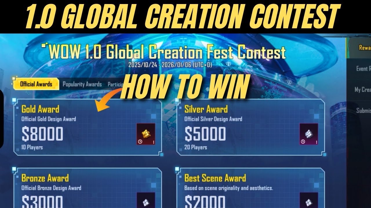 wow 1.0 global creation contest pubg mobile | All rules explain 1.0 global creation contest