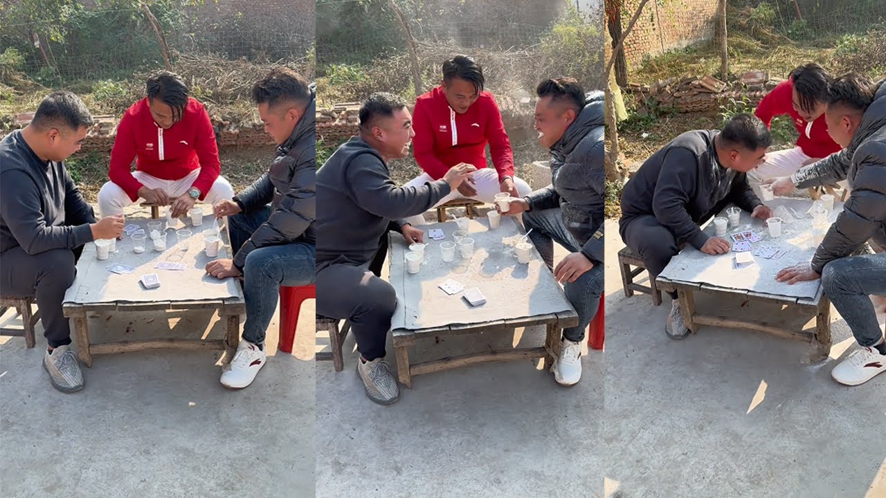 Playing card games like Fried Golden Flower and eating flour#funny#hilarous