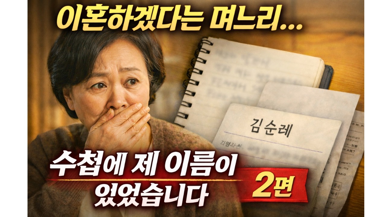 이혼하겠다는 며느리… 수첩에서 제 이름을 봤습니다 (2편)