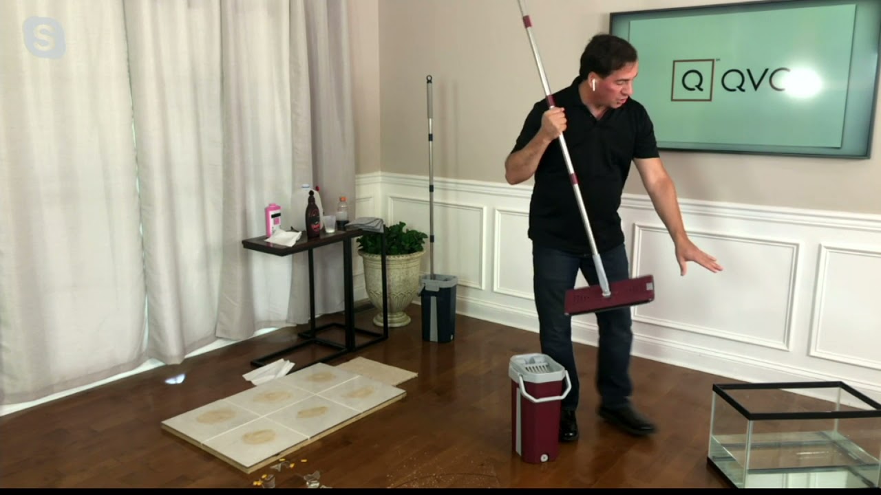 Seau et vadrouille autonettoyants &agrave; double chambre One Stop Mop avec 4 tampons sur QVC