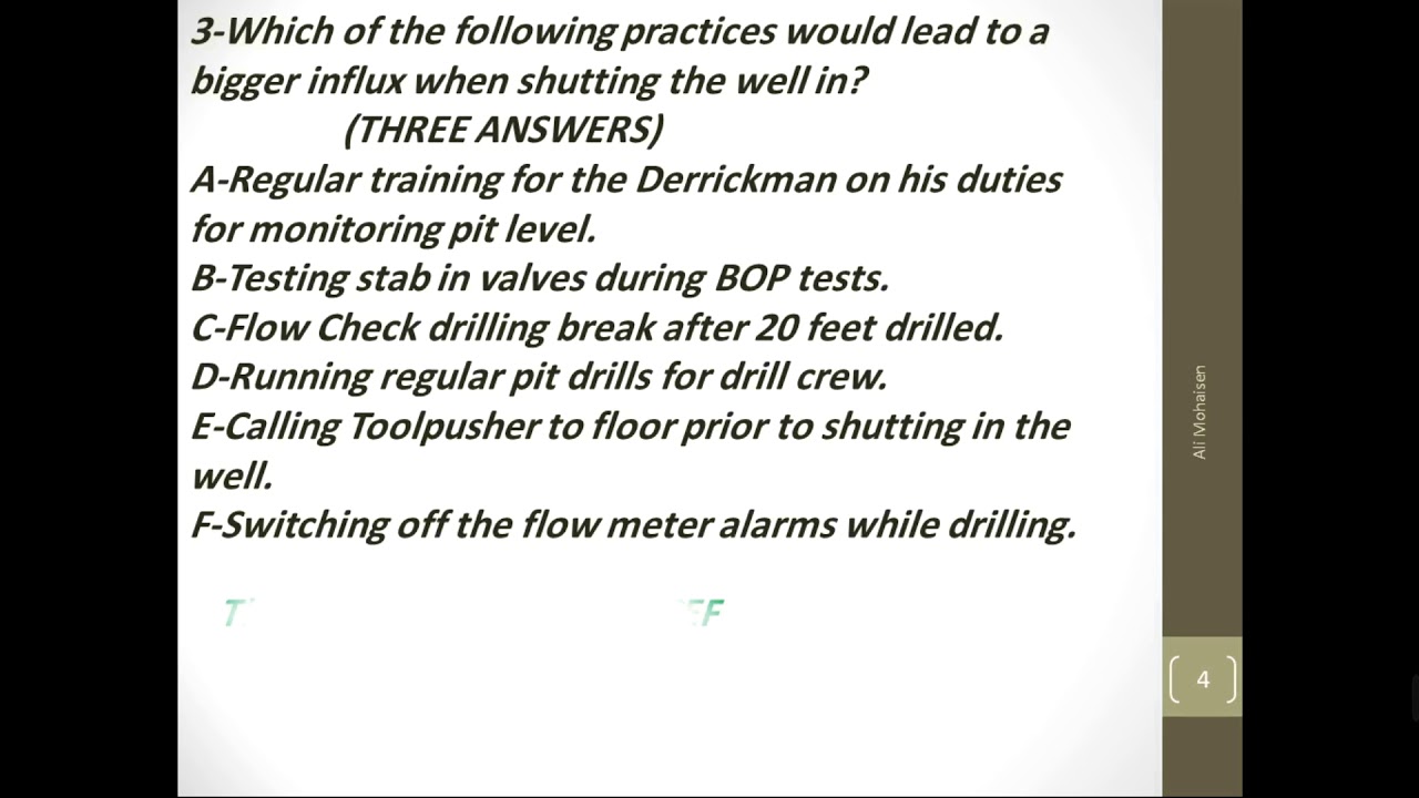 الحلقةالسابعة عشر:| ( Well control courses)| Shut in procedures Excercises))