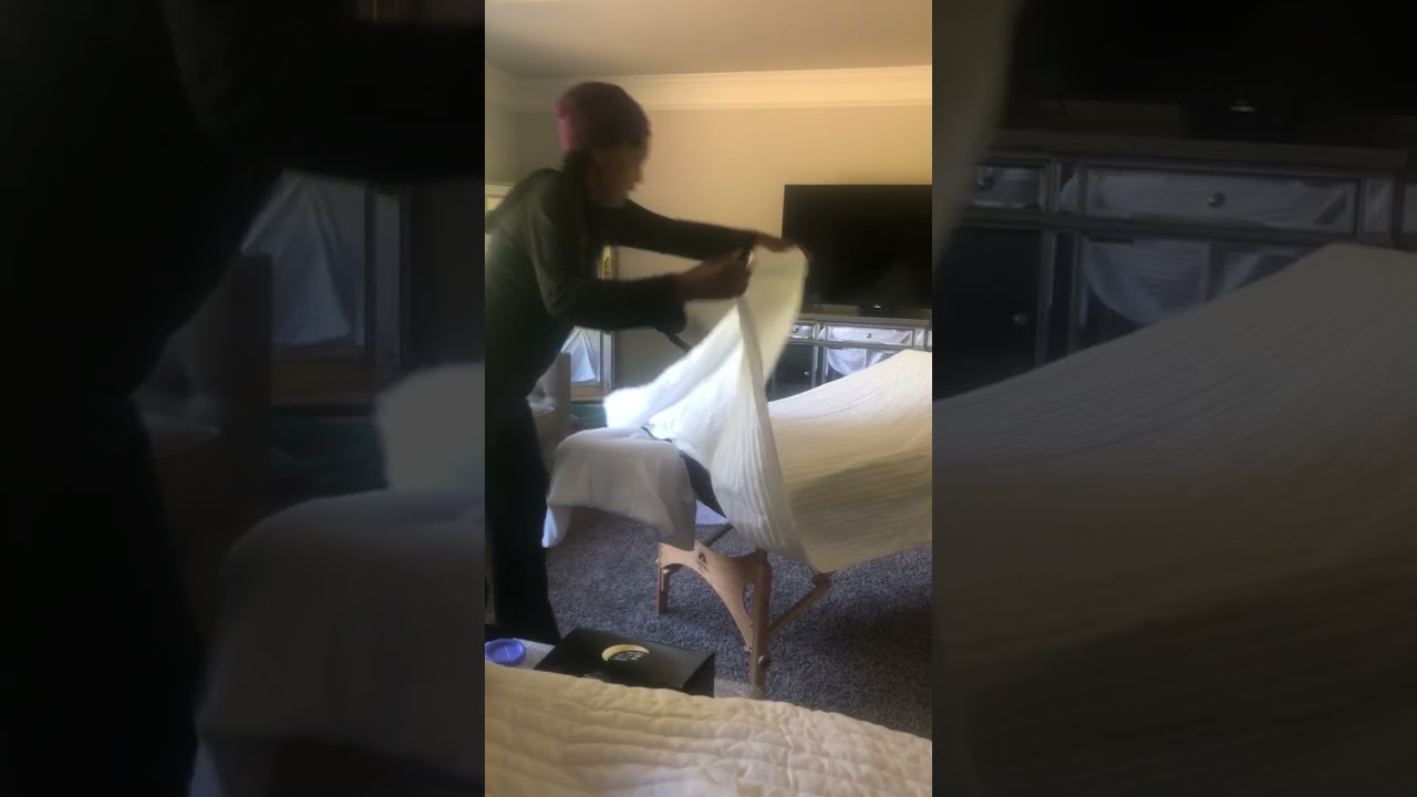 Dressing massage table with spa sheets