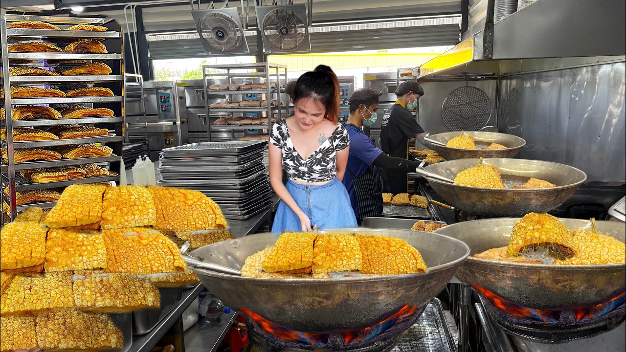 Sold Out 500 Kilo ! Fried Crispy Pork Belly & Variety of Crispy Pork Menu | Thai Street Food 