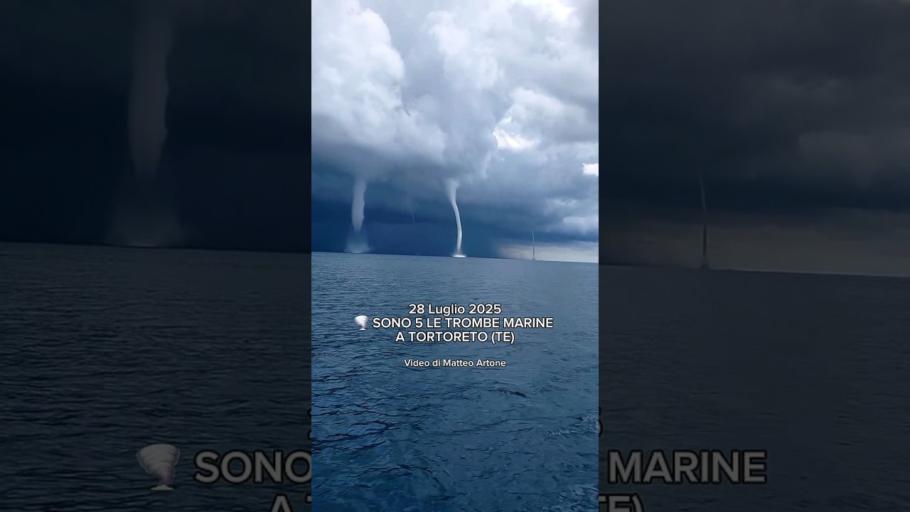 🌪🤯 5 TROMBE MARINE a TORTORETO (TE), che spettacolo! #meteo #abruzzo #tornado #notizie #natura