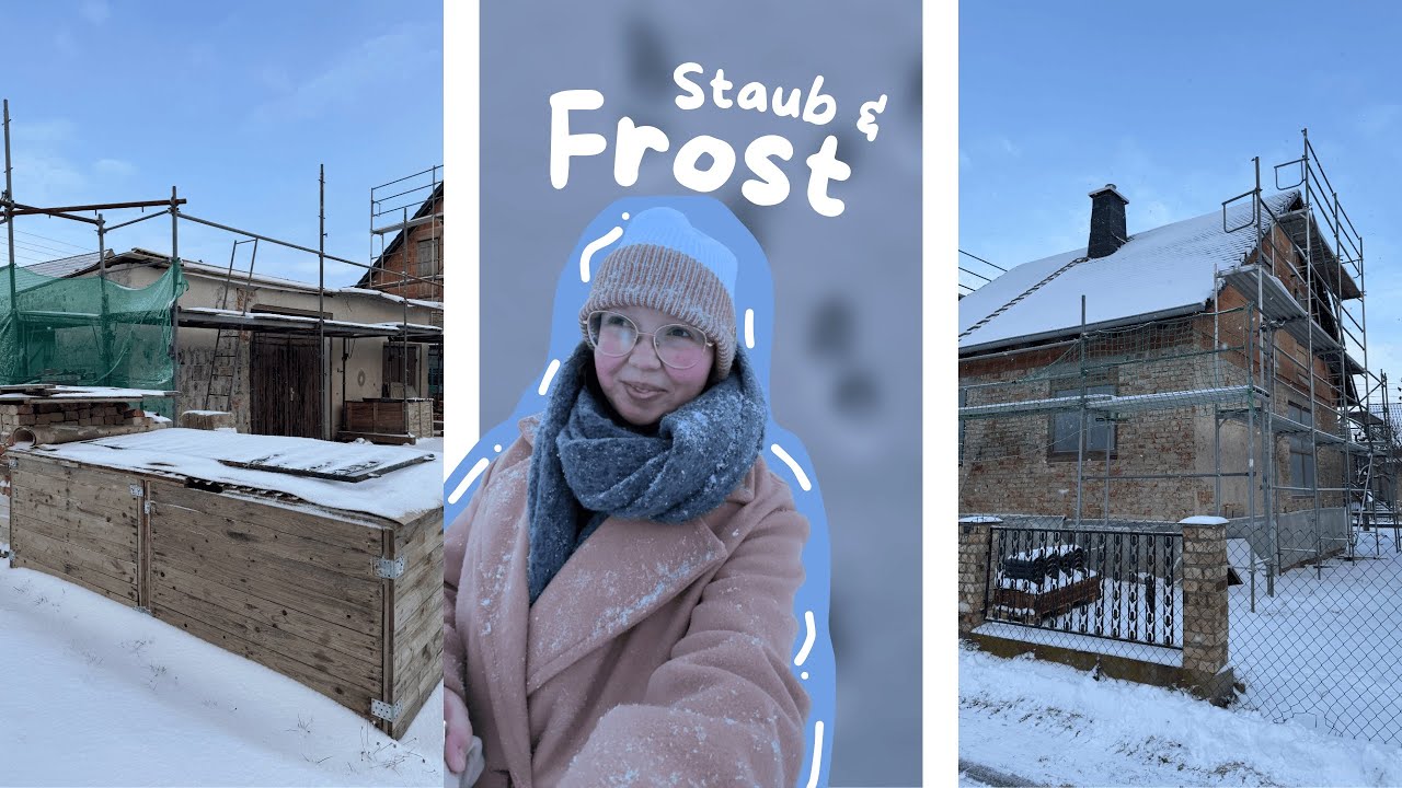 Hausbau-Vlog: Alte Fugen raus & Dosen bohren – Schneechao​s auf der Baustelle! ❄️🛠️💪