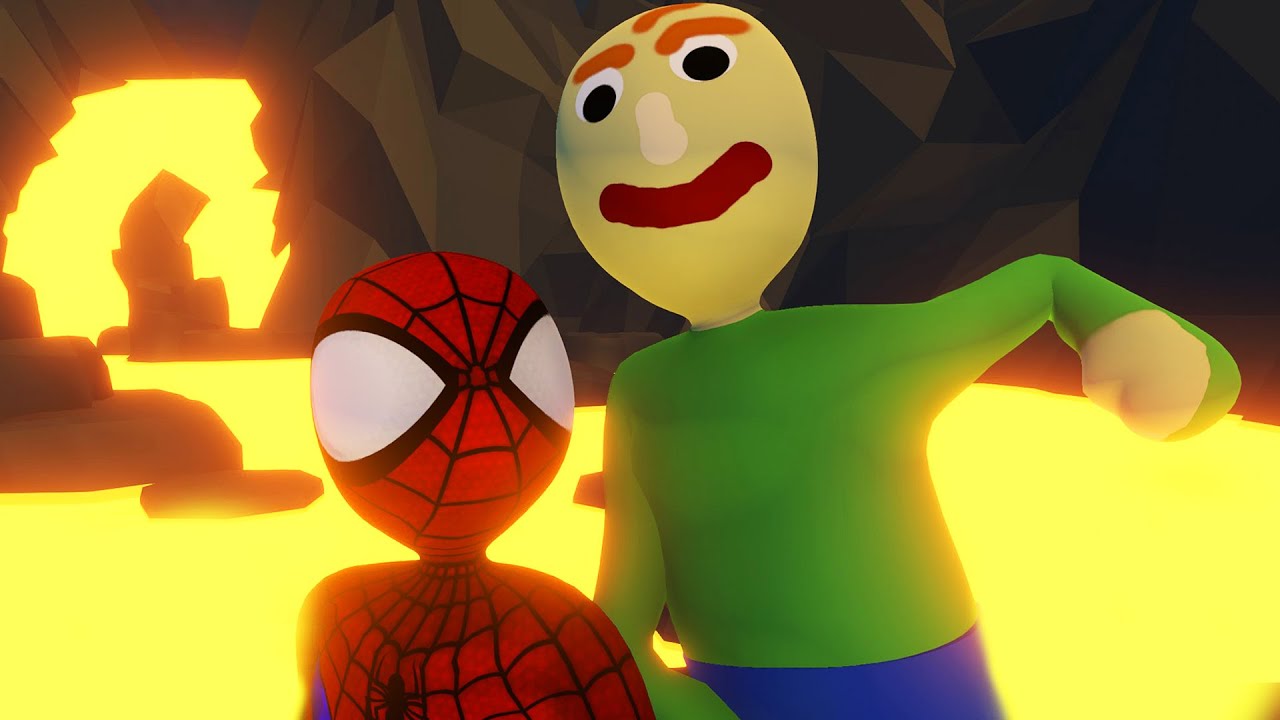 BALDI & SPIDERMAN TRAPPED INSIDE A VOLCANO?! | Human Fall Flat