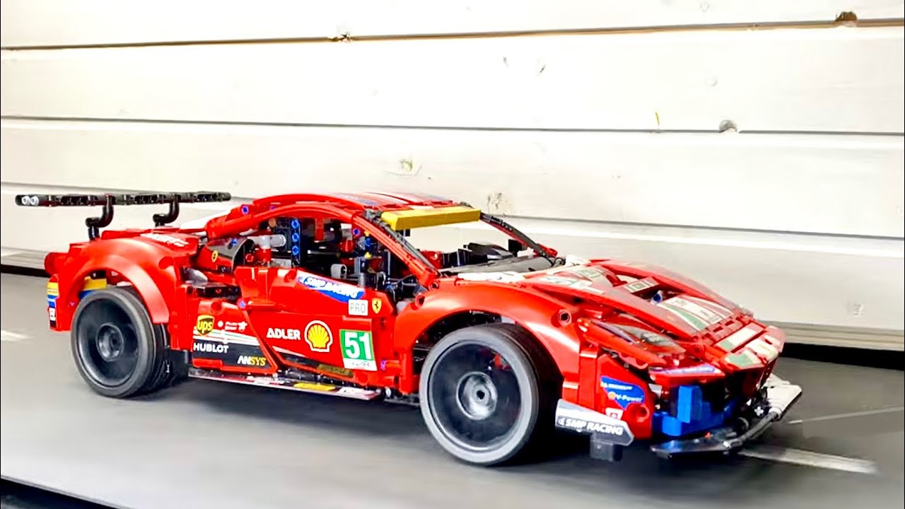 Ferrari 488 Speed Test In GYM! Lego Car Drag Race On Treadmill