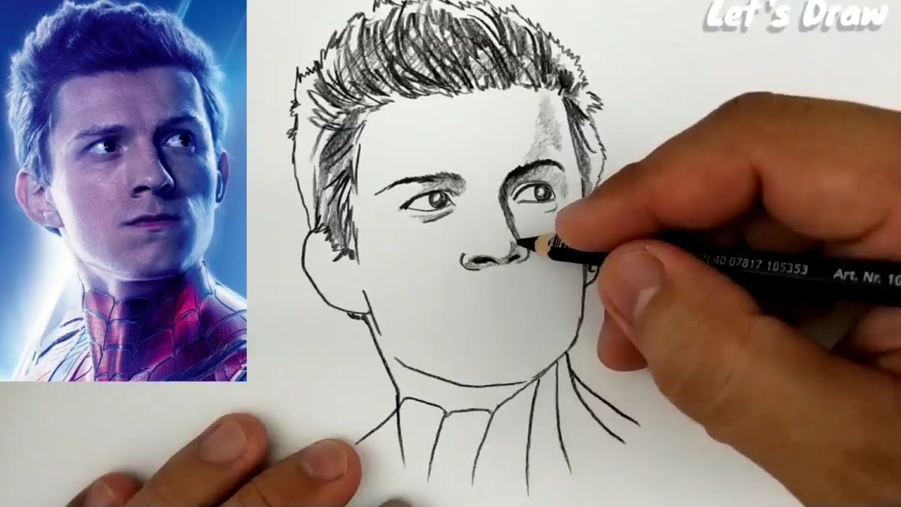 ASMR DRAWING tom holland spiderman no way home