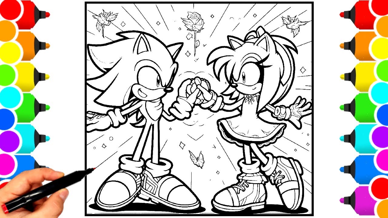 Sonic and Amy  Pages NEW Coloring and Draw Sonic Coloring Compilation team sonic  teils cool 2