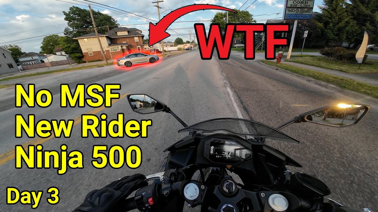 FIRST DANGEROUS ENCOUNTER | RIDE TO WORK | NO MSF | NEW RIDER | NINJA 500 | DAY 3