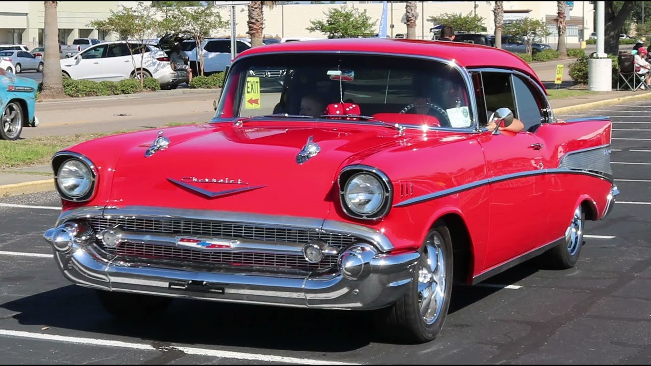 Cruisin’ The Coast Car Show (Red Classic Antique Cars)