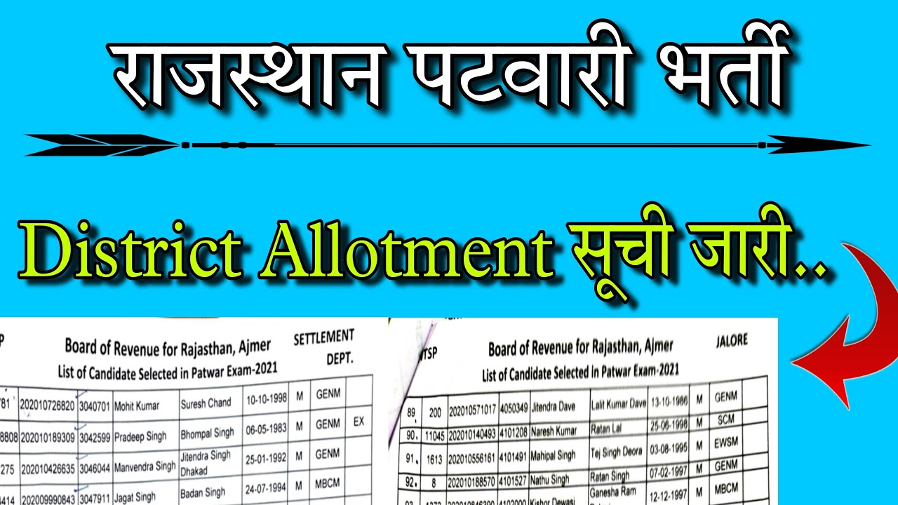 Patwari District Allotment list || Patwari joining आदेश जारी || Rajasthan Patwari joining  #patwari