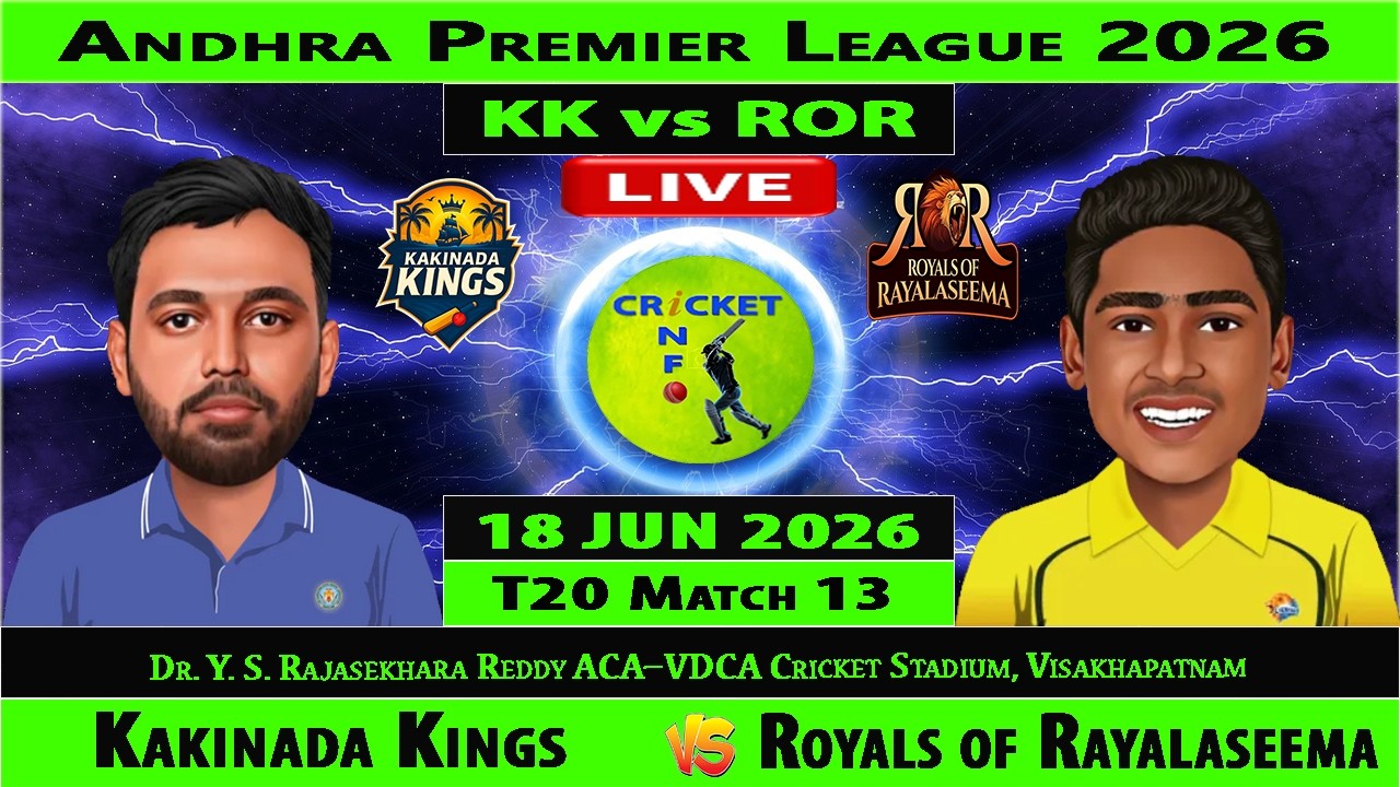 Kakinada Kings vs Royals of Rayalaseema | KK vs ROR Live | 13th Match of Andhra Premier League 2026