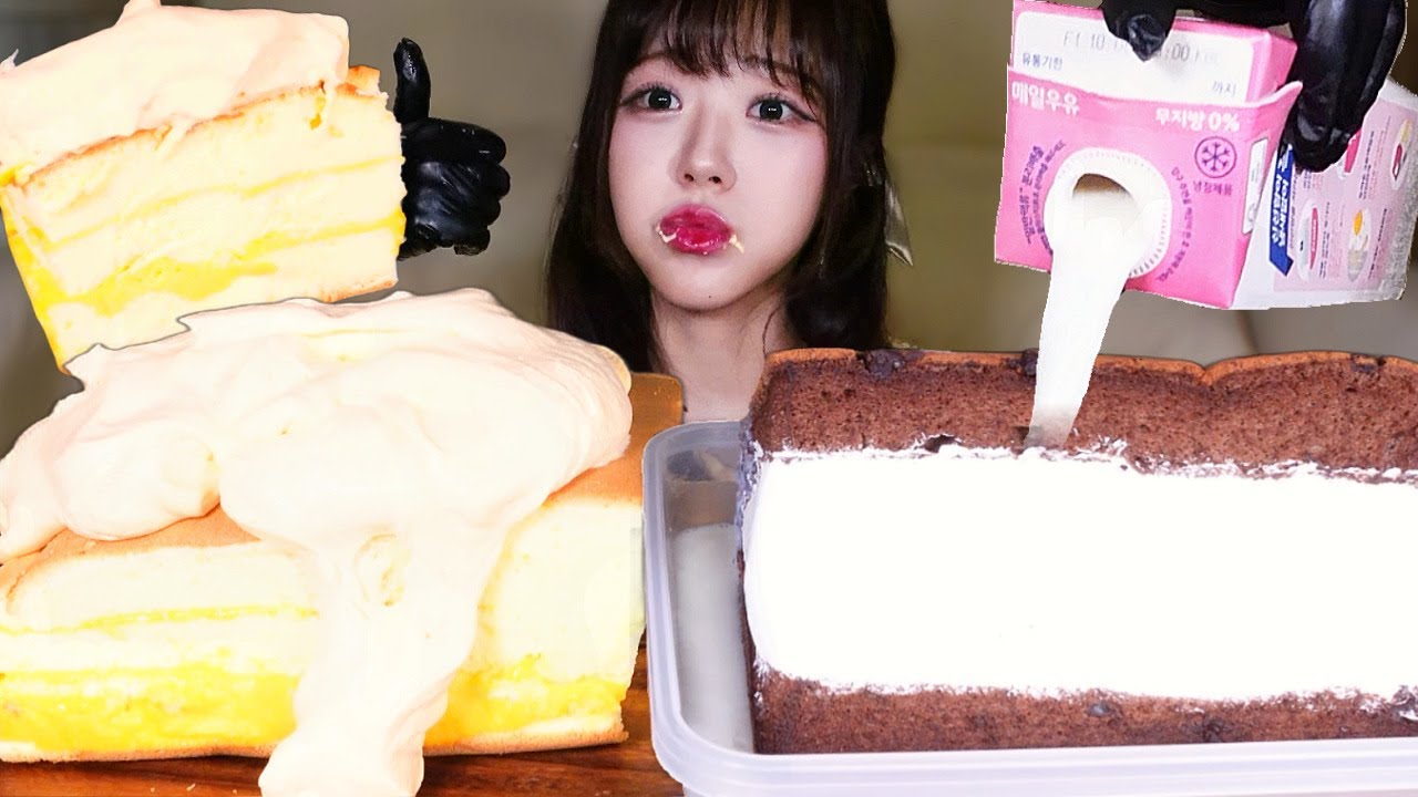 배 터질 뻔,, 크림 폭탄 대왕 카스테라+우유 부먹🍞🍼황치즈 초코칩 대왕카스테라 디저트 먹방 리얼사운드 GIANT CASTELLA CREAM DESSERT MUKBANG ASMR