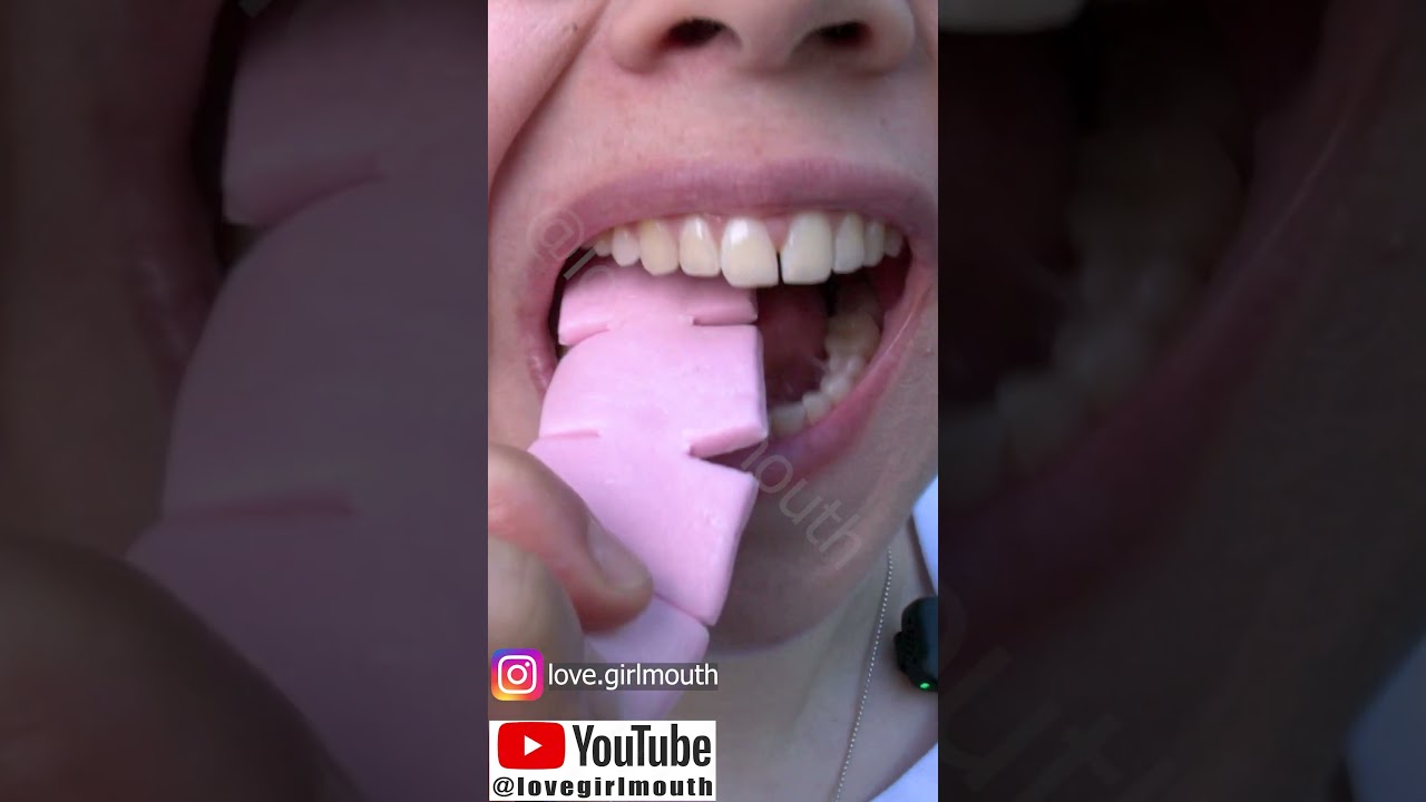 Girl chews chewy candy bar with open mouth Slowly and intensely! #chewing #eating #asmr #chews #girl