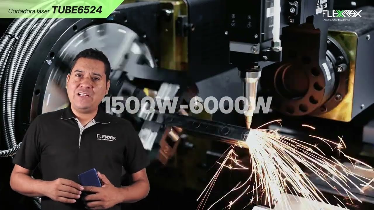 Cortadora Láser de Tubos TUBE Series con Cabezal Robotico y Alimentador Automático │ FlexMax Laser