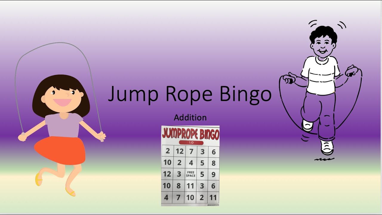 Jump Rope Bingo - Addition - PE at School or PE at Home