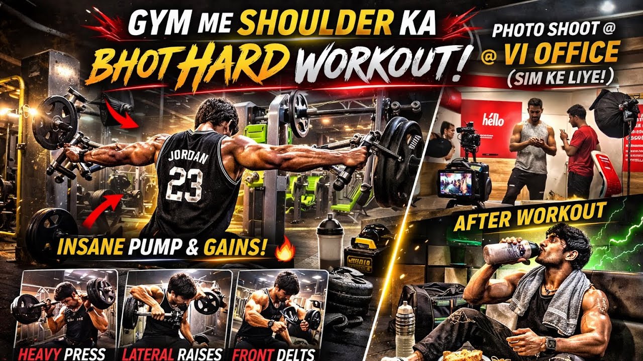 Vi office me bhaiya ka photo shoot 📸 shoulder workout gym me 💪 @Mukullvlogs 
