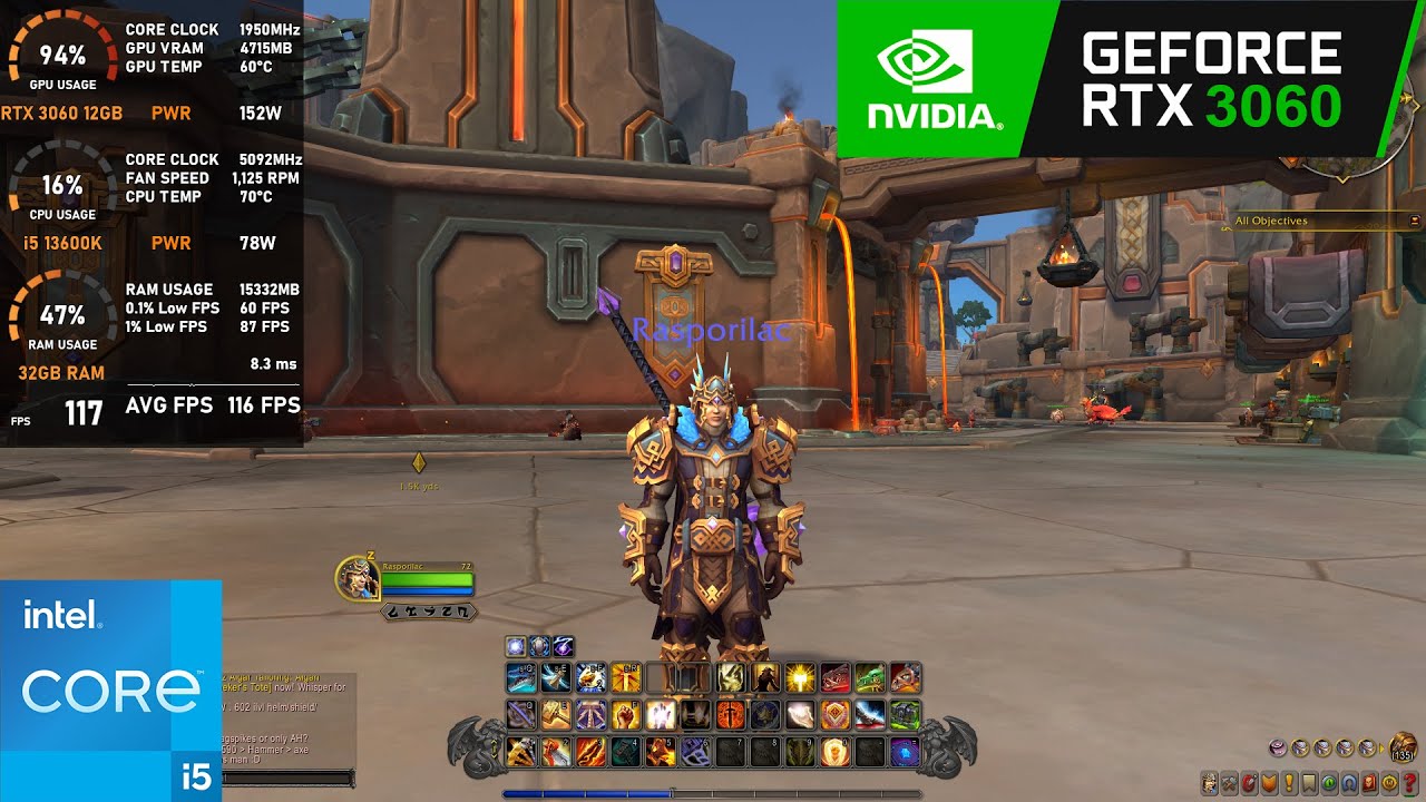 RTX 3060 : World of Warcraft: The War Within - Battleground, Dungeon, New Zone
