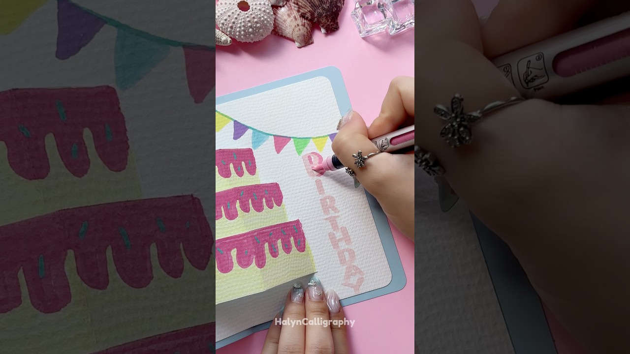 Easy Pop-Up Birthday Card DIY 🎂 #shorts #halyncalligraphy #diy