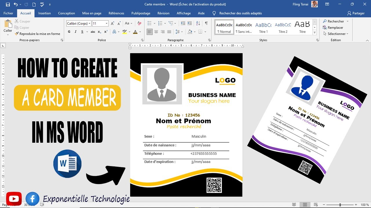 Comment créer votre carte de membre pro avec Word #3