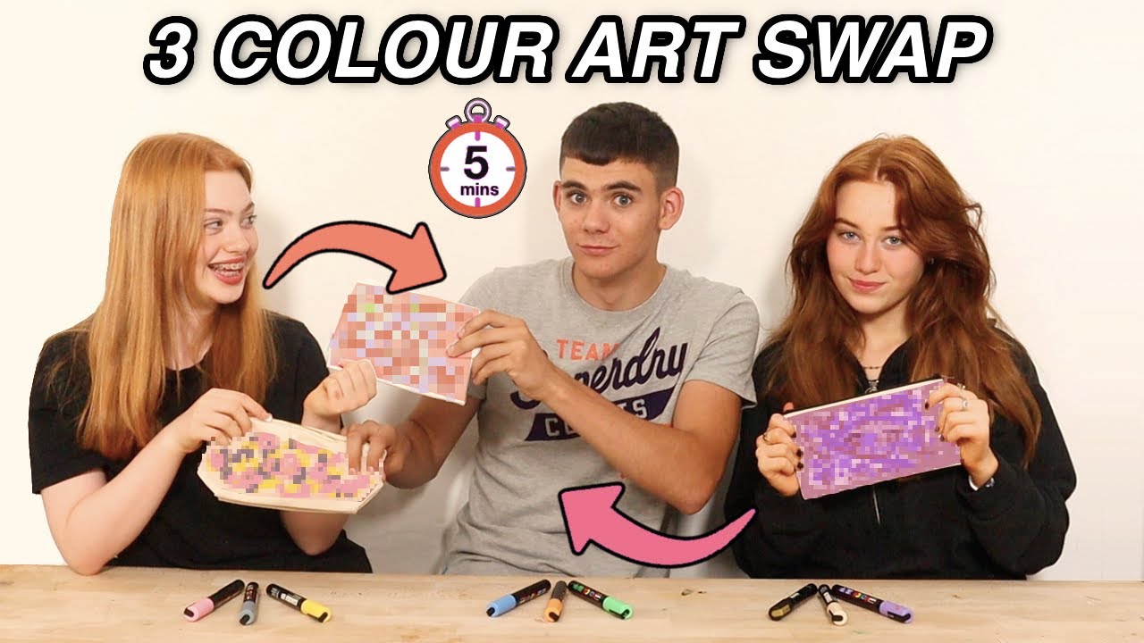 5 MINS ART SWAP CHALLENGE  *3 Colour Marker DIY Back to School | Oliver Ruby and Raylee