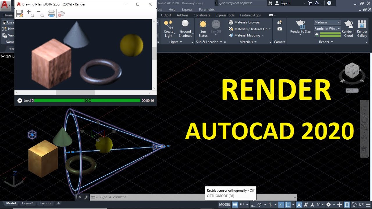 شرح الرندر فى الأتوكاد Render Autocad 2020