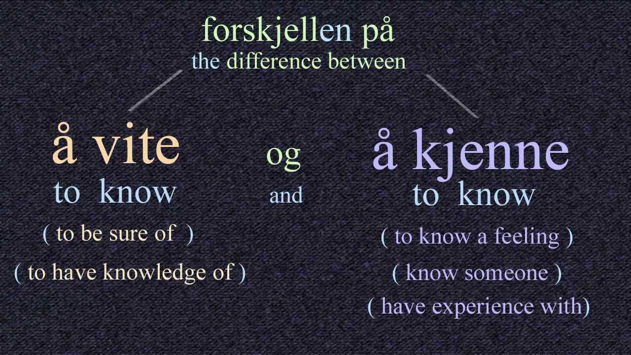 Norwegian Language: The difference between å vite and å kjenne: bokmål