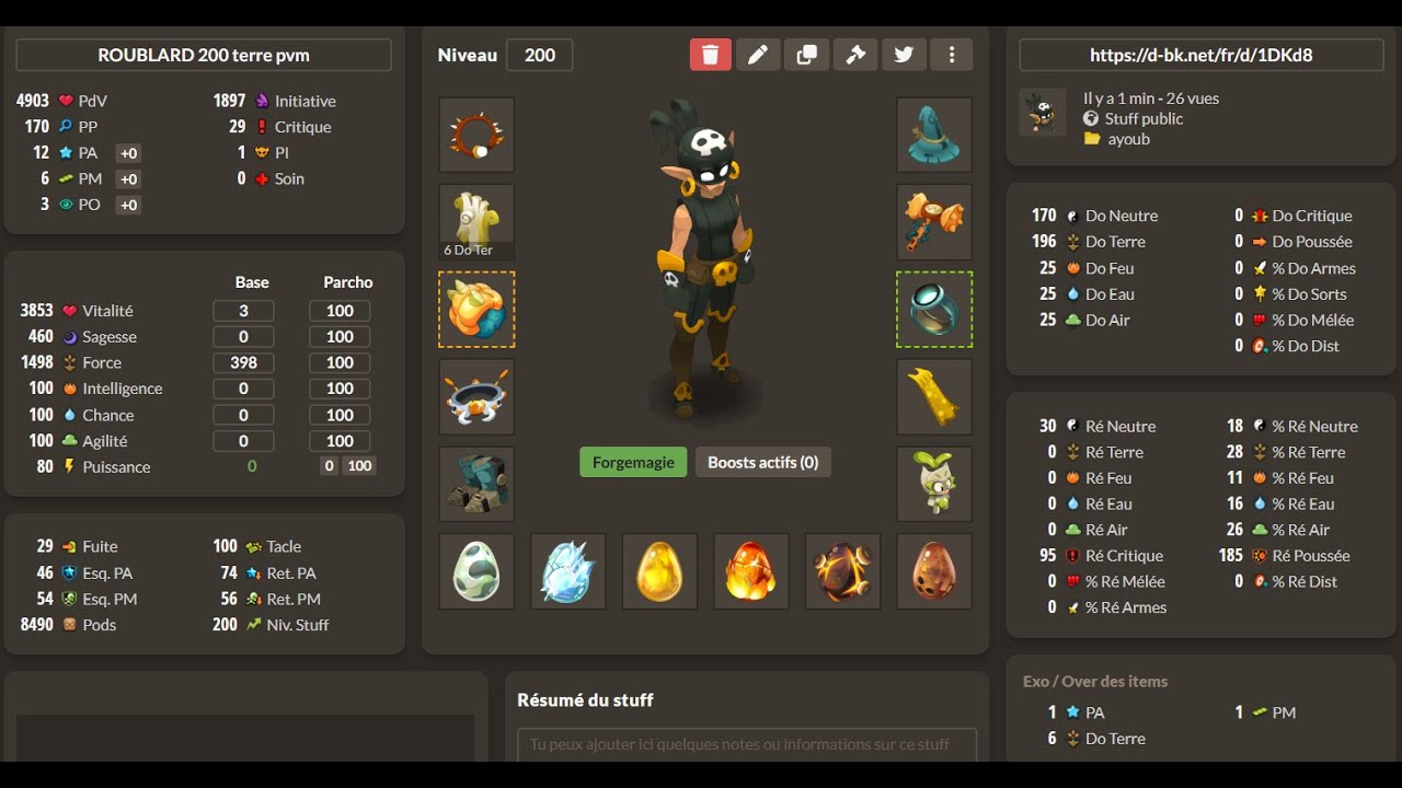Mode Roub Terre 190 Dmg 12PA/6PM | PvP Kolizéum Dofus