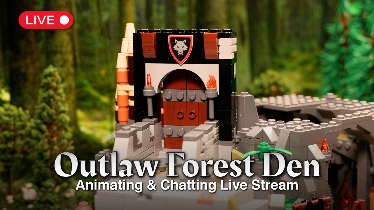 Outlaw Forest Den Speed Build Stop Motion - Animating & Chatting Live Stream