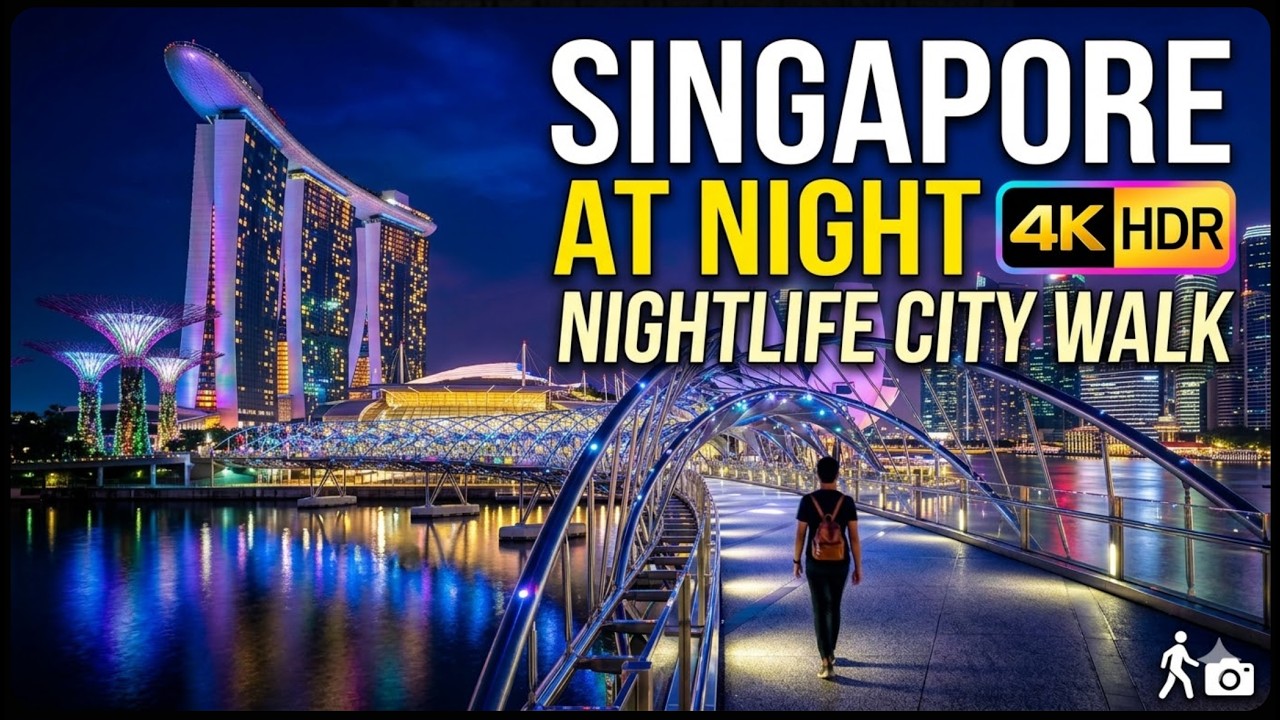 Singapore Walking Tour at Night 🌃 | 4K HDR Nightlife City Walk