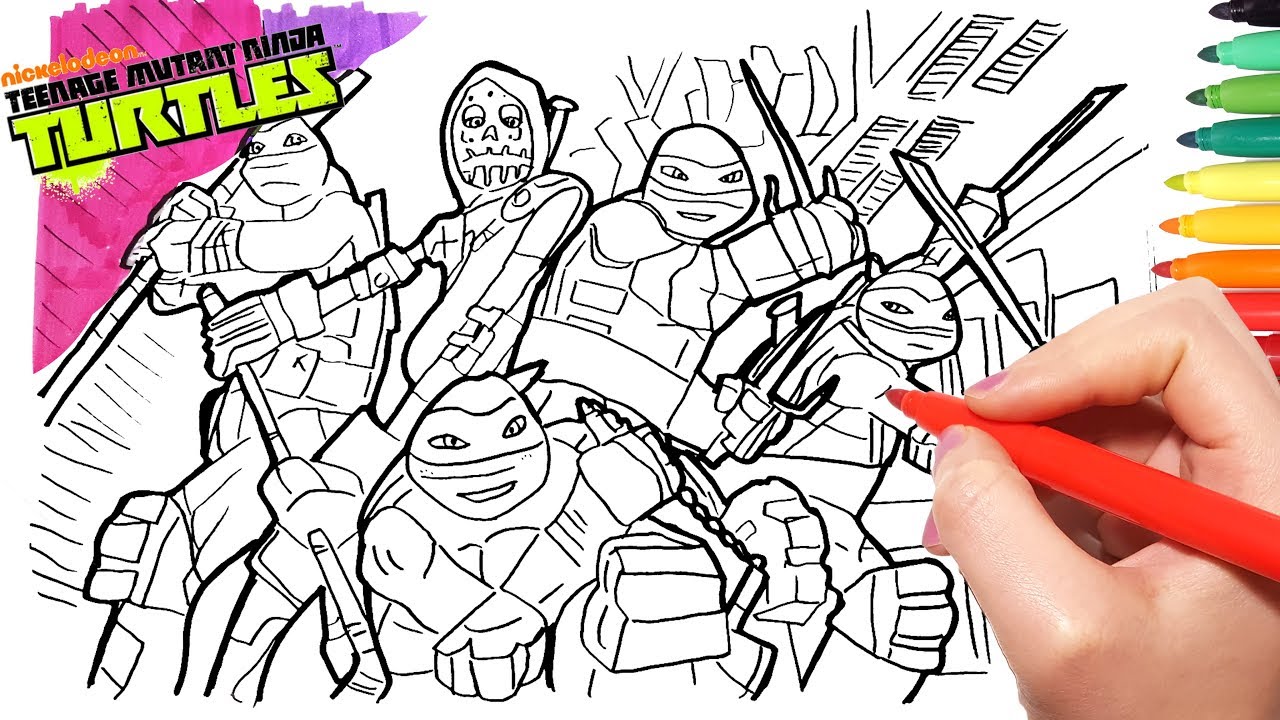 TMNT TEENAGE MUTANT NINJA TURTLES Coloring Pages | Learn Ninja Turtles Mickey Donnie Raphael Leo