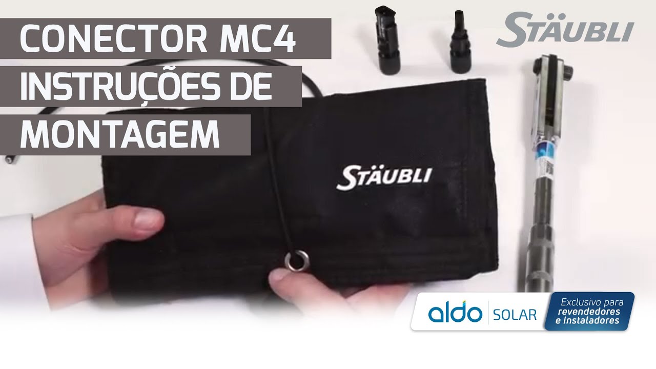 Instruções de montagem de conectores originais Stäubli MC4 para sistemas fotovoltaicos